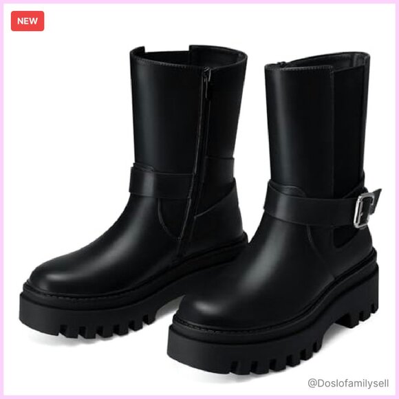 Platform Ankle Boots Minimal Chic Wide Width Comfortable Daywear Work Office - Picture 2 of 8